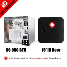 RV Tankless Water Heater Propane Gas Camper 62000 BTU w/ Controller 15x15" Used