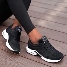 Ladies Trainers Running Shoes Womens Lace Up Flat Comfy Fitness Gym Sports Size