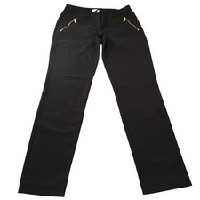 Michael Kors Womens Black Dress Pants Gold Zip Pockets Slim Fit Classic 4 Indie