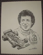 1979 MARIO ANDRETTI signed F1 MARTINI LOTUS LITHOGRAPH PRINT indy car racing irl