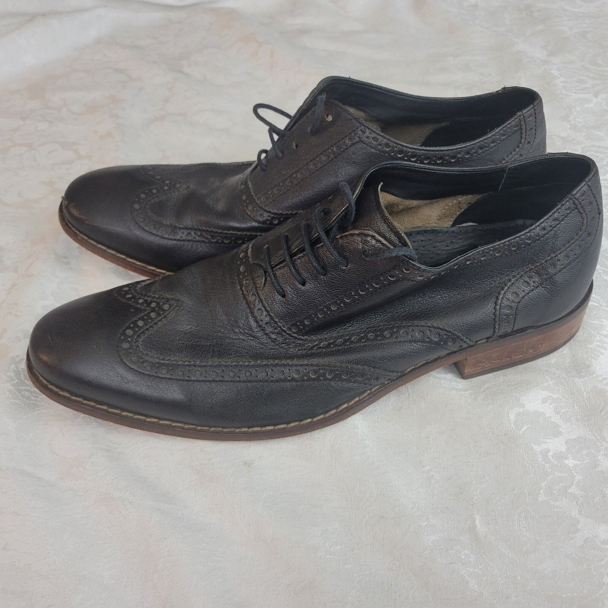 Cole Haan Mens 12 M Air Colton Black Leather Wingtips 