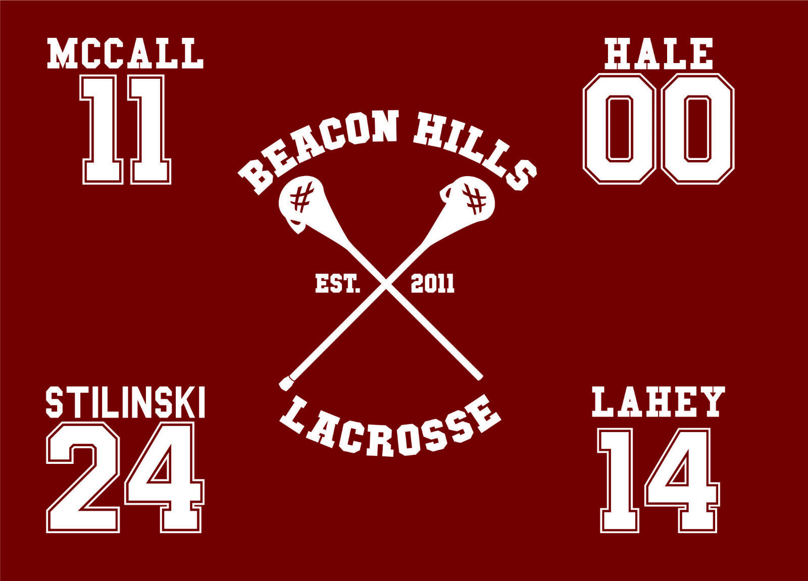 Beacon Hills Teen HOODIE Stilinski McCall Lahey All Names Lacrosse  PERSONALIZED