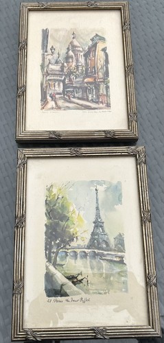 Vintage Art Prints Paris Street Scenes Silver Frames Set Of 6 - Picture 2 of 5