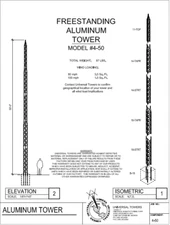 Universal Towers Model #4-50 50' Freestanding Tower w/ B-18 Base. 1-5/8" Collar