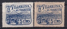 SCW Etiqueta Local Villanueva del Trabuco (Málaga) Edifil 2/2p papel blanco/gris (2)