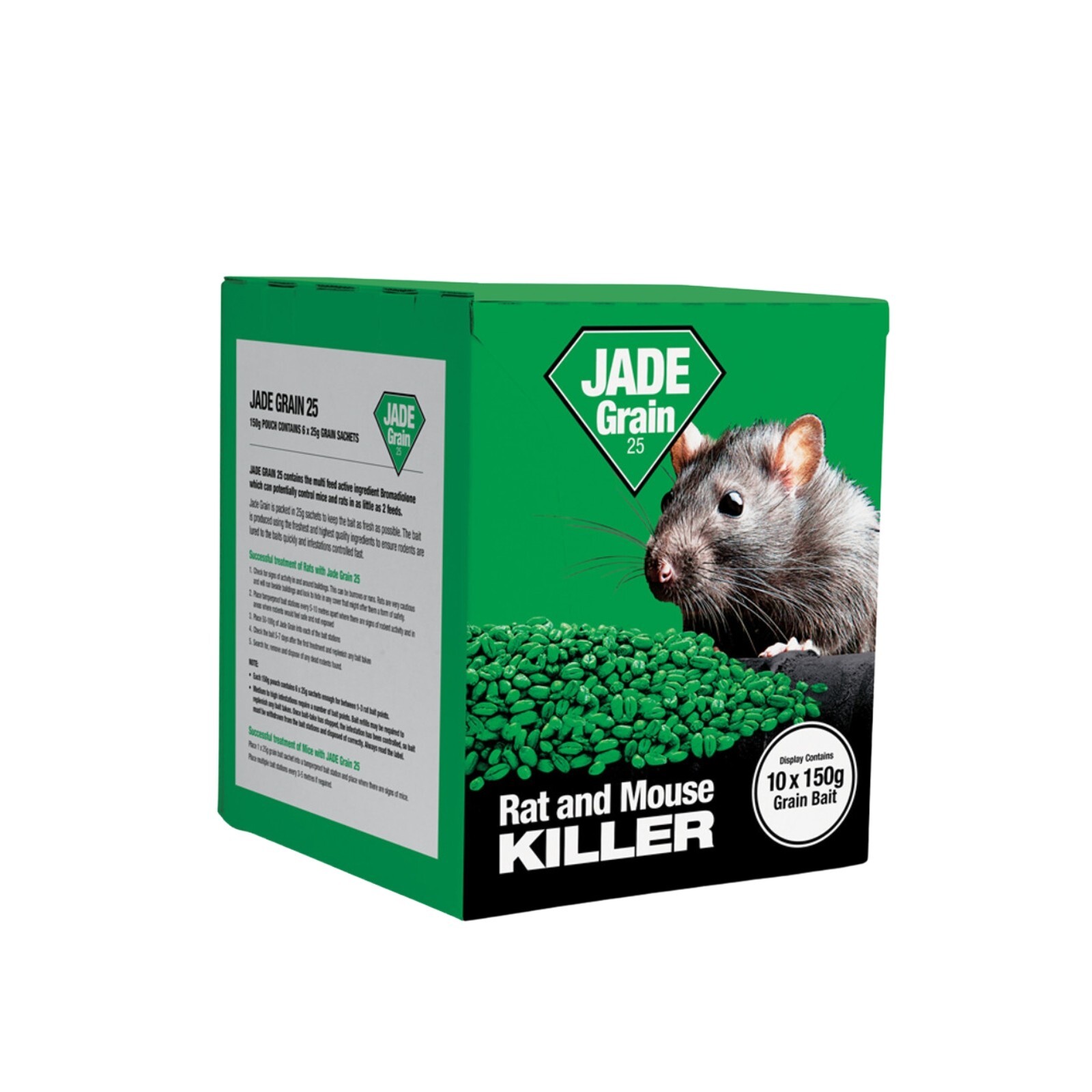 Lodi Jade Grain Bait Rat & Mouse Rodent Killer Poison (10 x 150g Bait Pack)