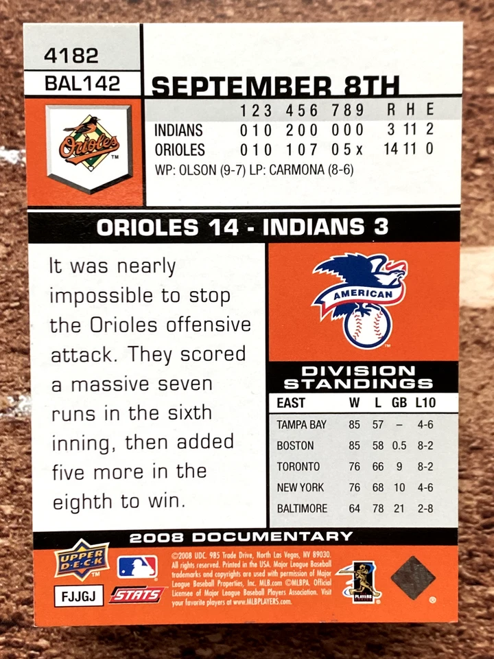 2008 Upper Deck Documentary Melvin Mora #4182 - Image 2 of 2