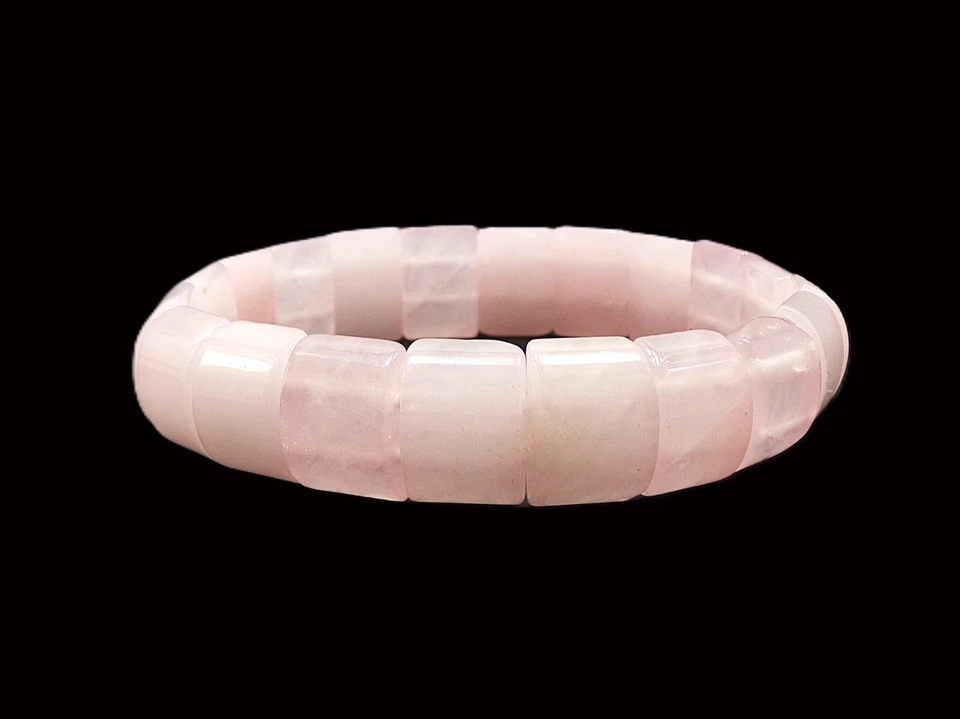 Pulsera elástica piedra cuarzo rosa con rectángulo piedras curvas nueva Foto 4 de 4