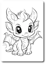 Color Your Own Cute Baby Dragon DIY Coloring Magnet Decal, 5x7 Inch, Great Gift