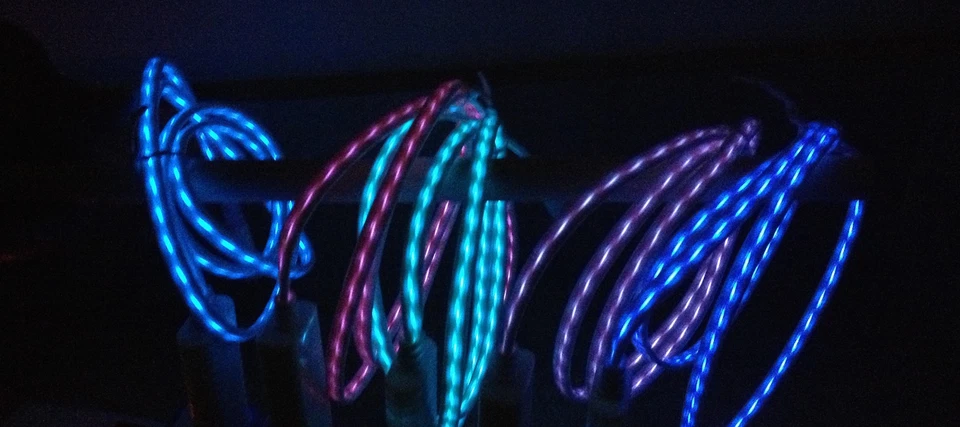 32" EL-FLOW LIGHT LED SMART CHARGER USB cable FOR iPhone 8 7 6 plus 5s micro B C - Image 2 of 4