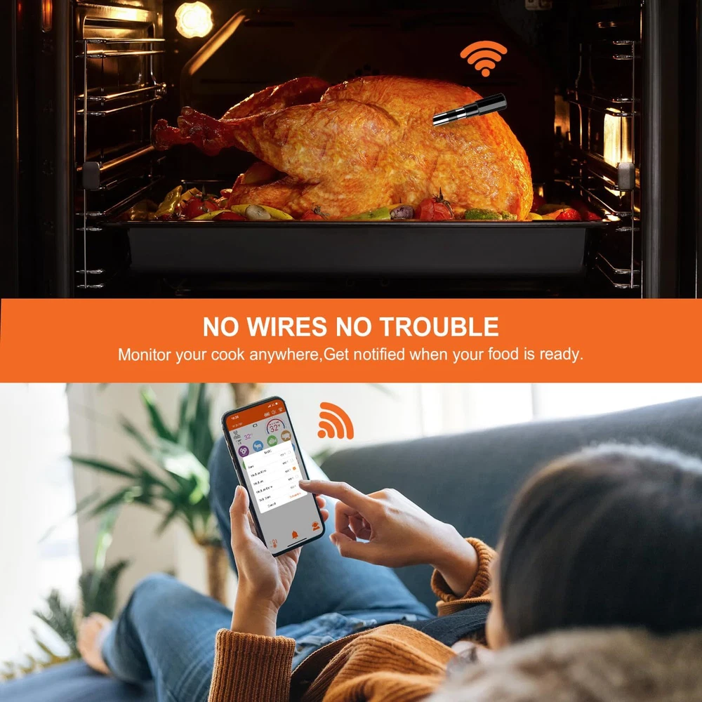 Wireless Meat Thermometer – Digital Cooking Thermometer with Wireless Probe –...