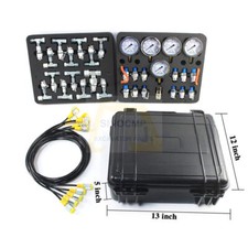 Hydraulic Pressure Test Kit 5 Gauge 5 Hose 13 Coupling 14 Tees, 2 Year wty