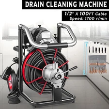 100FT x 1/2" Drain Cleaner 550W Electric Sewer Snake Cleaning Machine W/ Cutters