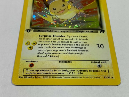First 1st Edition Dark Raichu Holo 83/82 Team Rocket Holographic Rare Pokemon - Bild 3 von 11