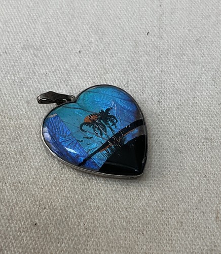 Vintage Hoffman Sterling Silver Morpheus Butterfly Wing Heart Charm Pendant T07