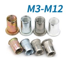 M3 M4 M5 M6 M8 M10M12 Flat Head Threaded Insert Binding Rivet Nut Rivnut Nutsert