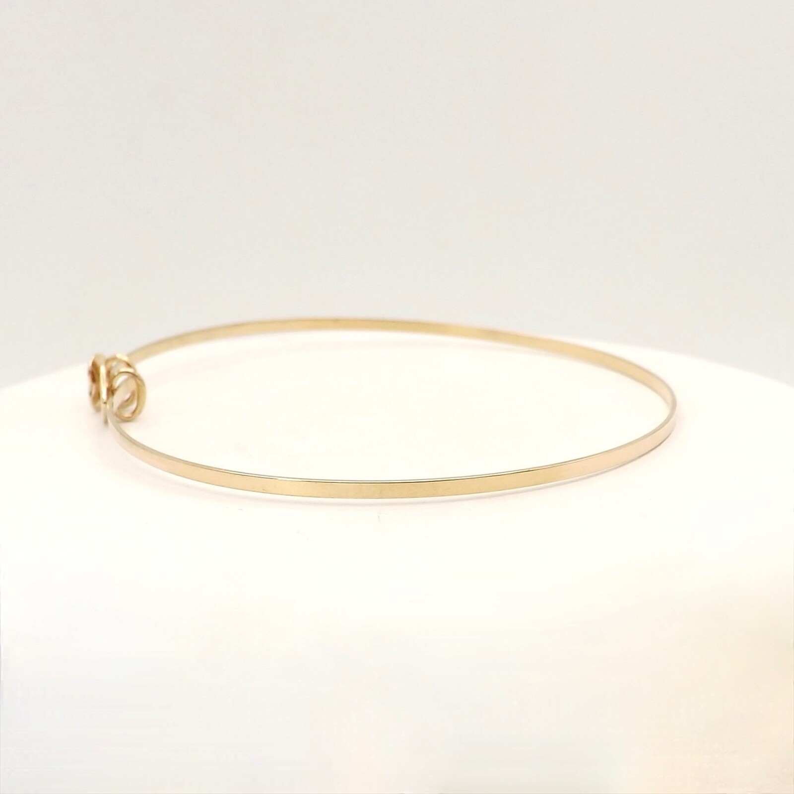 Solid 10k Gold Heart Sliding Bangle Bracelet Baby… - image 5