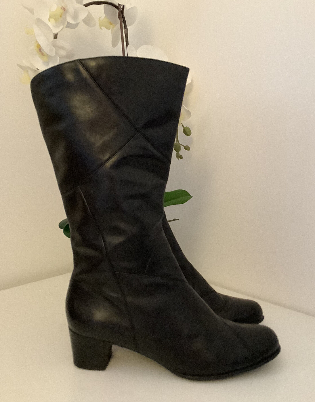 Ladies K By CLARKS Comfort Black Leather Mid Calf Boots, UK Size 6.5EE