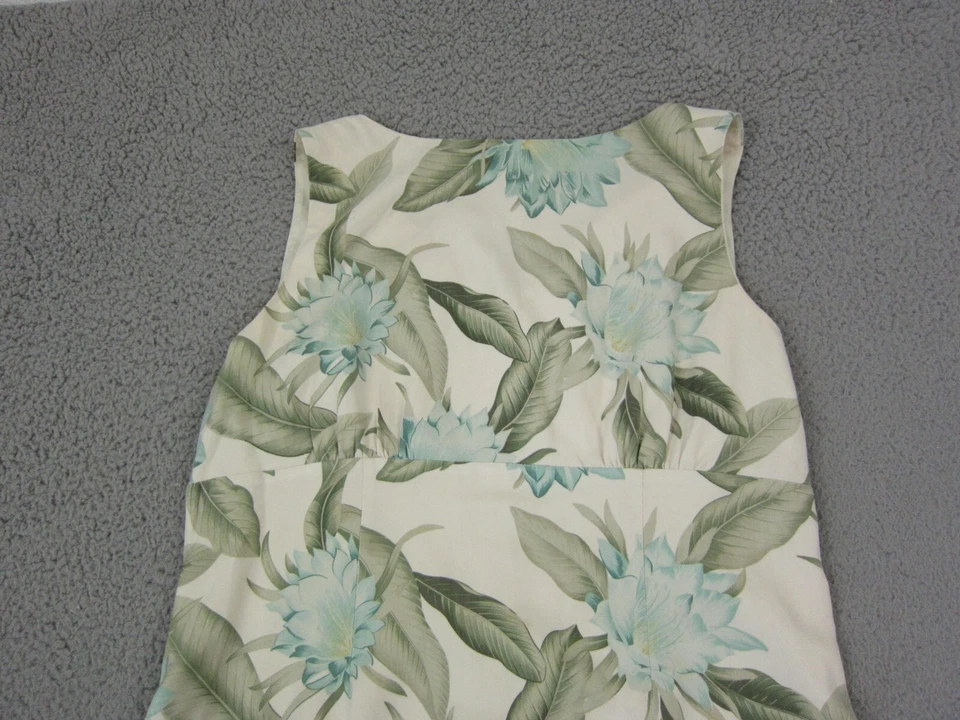 Tommy Bahama Dress Womens Size 12 Creme Blue Green Floral 100% Silk Tunic Ladies - Image 2 of 4