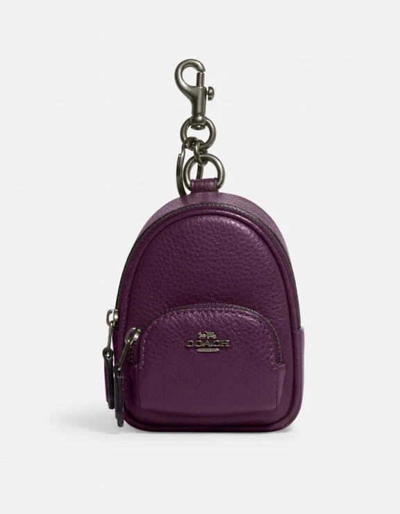 Coach Mini Court Backpack Bag Charm in Pebble Leather QB