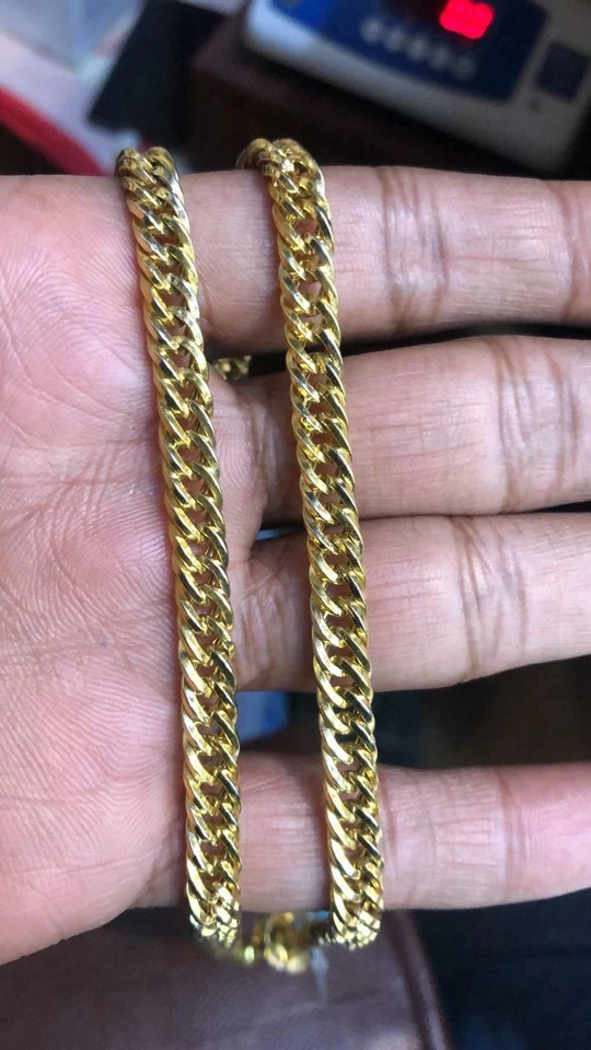 18 Karat Beschauzeichen Echt Massiv Gelbgold Panzerkette Kubanisch Kette Herren - Bild 1 von 1