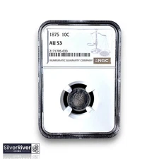 1875 Seated Liberty Dime (*Certified AU53 by NGC*) - Toned