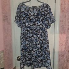 Shein Curve Women's 1XL Blue Floral Dress