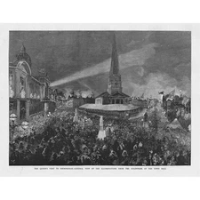 BIRMINGHAM Illuminations for the Visit of the Queen - Antique Print 1887