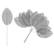 20Pcs Artificial Silk Leaf, Faux Wire Single Leaves, Fake Flower Silver