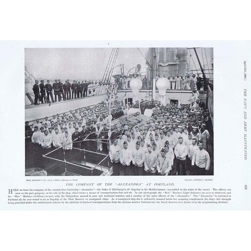 Ships Company of HMS Alexandra at Portland - Antique Print 1896