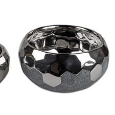 Dekoschale Gefäß ANTHRAZIT rund D. 20cm grau silber Keramik Formano