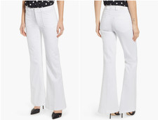 NEW! PAIGE Genevieve Utility Pocket Wide Leg Jeans White Inseam 33" Size 27