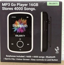 MP3 Go Player 16GB with Bluetooth and Sports Clip Earbuds Included, Expandable