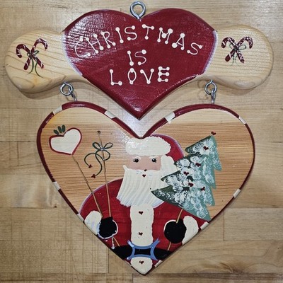 Vintage JDI Fallbrook Plaque Christmas Is Love Heart & Santa Hand Made in Mexico