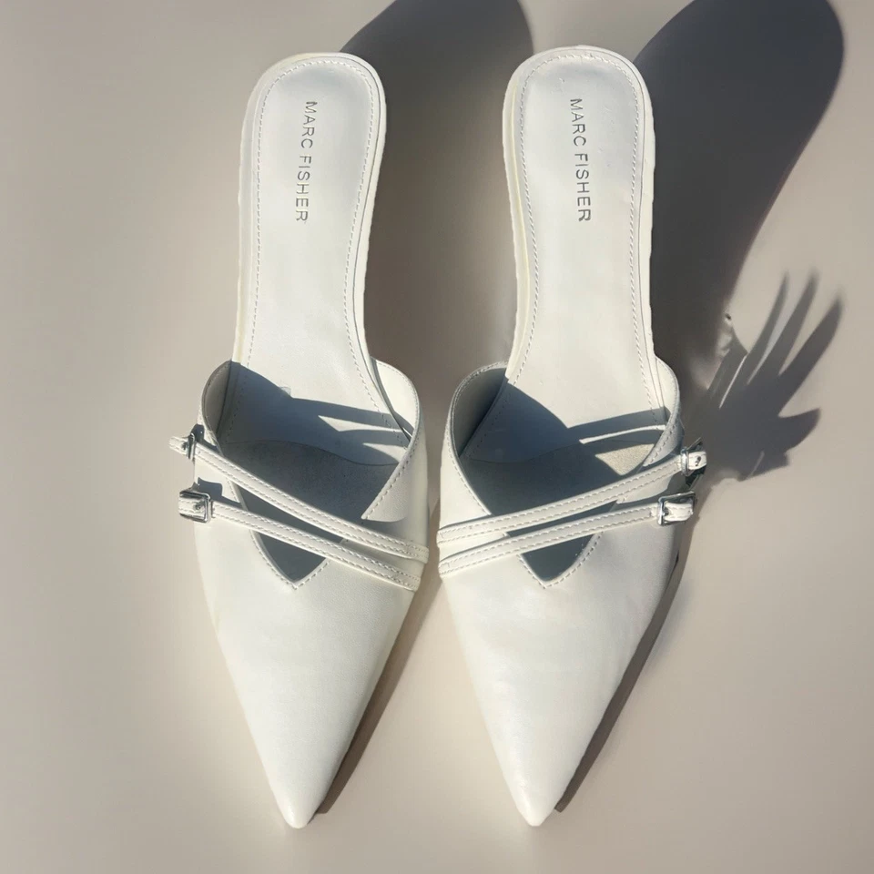 Marc Fisher Off White Gatito Tacón Mula Talla 9.5 Foto 4 de 4