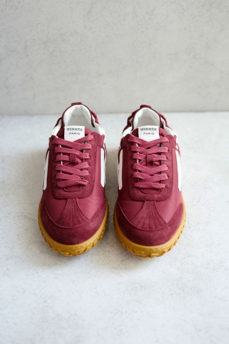 Hermès Women Sneaker Jet Rose Lie De Vin/Blanc Nylon Suede