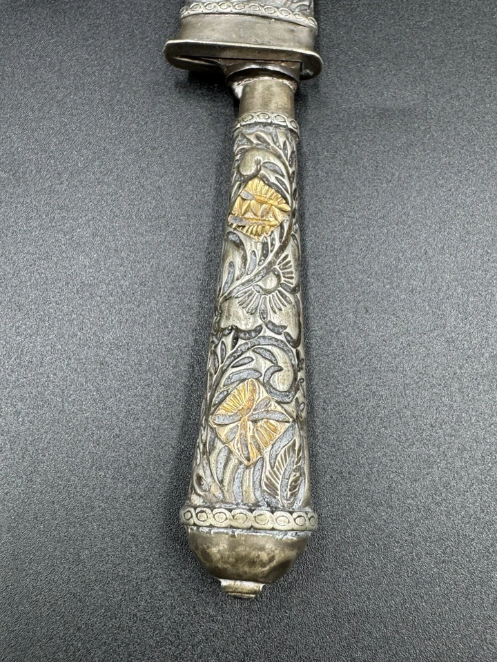 Cuchillo Gaucho Argentino Plata Oro La Movediza con Funda Plata 800 Años 50-60 Foto 4 de 4