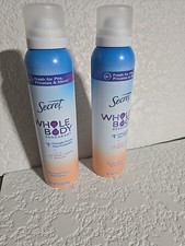 SECRET WHOLE BODY DEODORANT SPRAY 3.5 Oz. PEACH VANILLA SCENTED NO ALUM 2 CANS