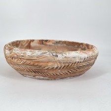 Comanche Pottery 10” Feather Bowl Smoke-Fired Swirl Handmade Signed #1102