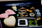 Vintage Antique Mixed Jewelry Toys Celluloid Knife Gf Ink Well Pens Bakelite Lot