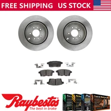 Rear Brake Rotors + Ceramic Brake Pads & Hardware For 2007-2015 Mazda CX-9
