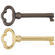 Brass & Antique Brass Skeleton Keys for Curio Cabinet, Grandfather Clock Door