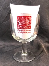 Falstaff Beer Stem Thumbprint Goblet Glass 6in