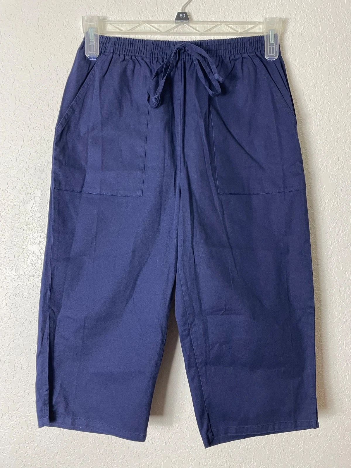 Lady Blair Capri Pants Womens Size 8 Elastic Waist Navy Blue New Without Tags