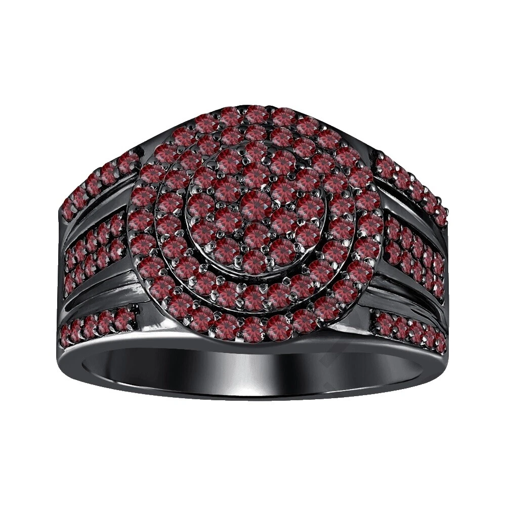 Anéis de prata esterlina Granada Preta para Homens