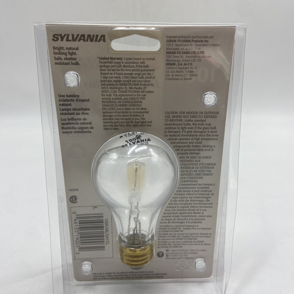Sylvania "CLEAR" Light Bulb Daylight Plus 100 Watt Indoor/outdoor