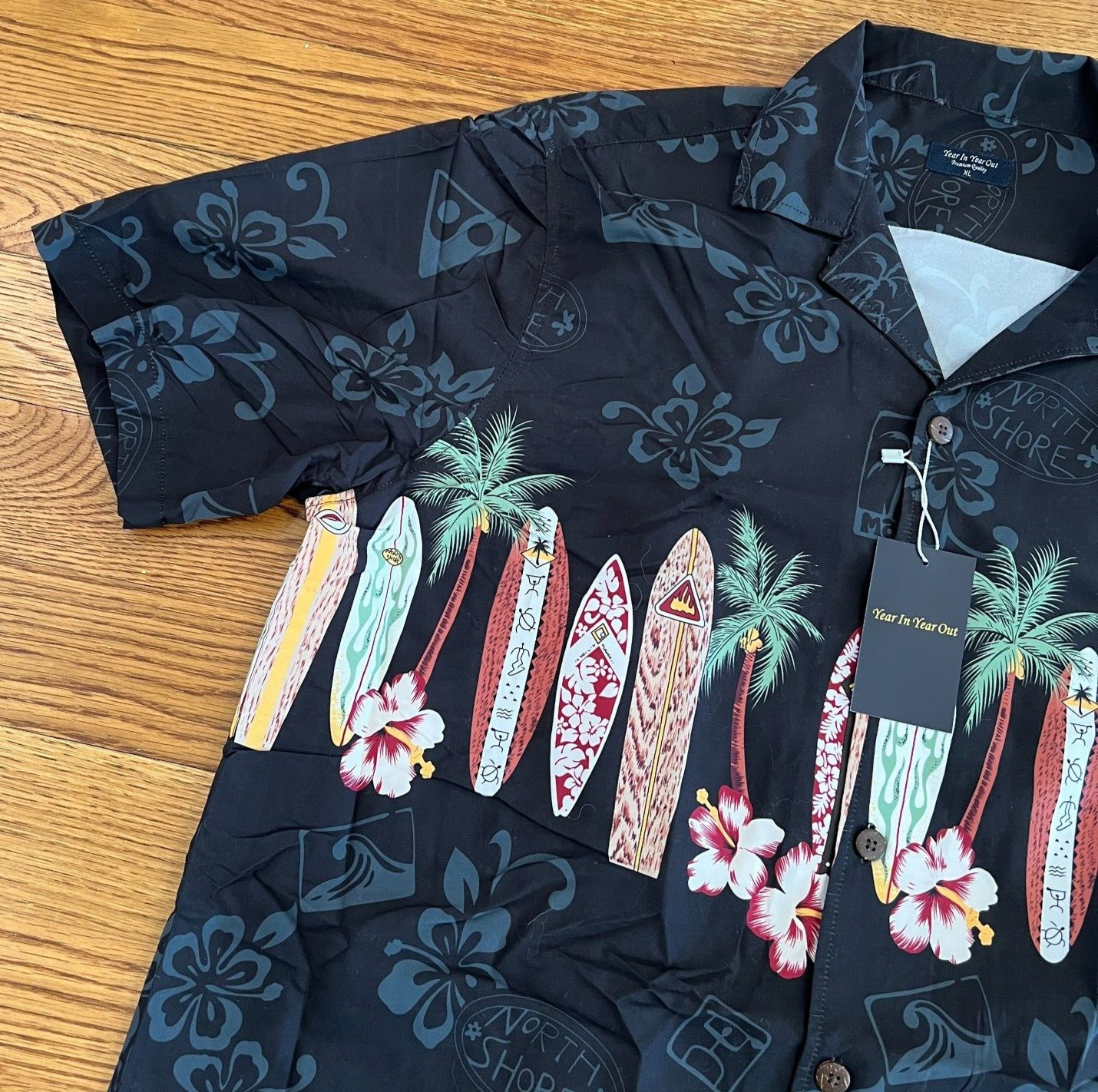Year In Year Out Mens Hawaiian Button Down Shirt Surfer Boards Size XL