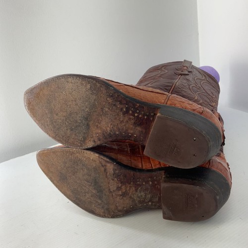 Los Altos Exotic Caiman Brown Leather Western Boots, Women's US Size 5.5 B - Picture 4 of 7