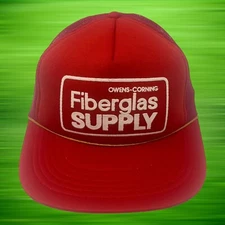 Vintage Owens-Corning Fiberglass Supply Rope Trucker Hat Snapback Cap OSFA Red