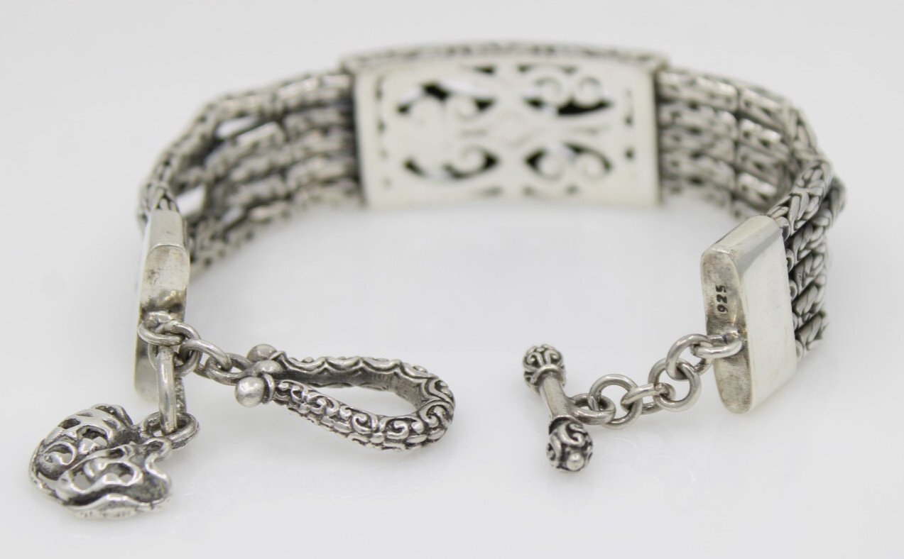 Sterling Silver Five Row Byzantine Toggle Bracele… - image 6